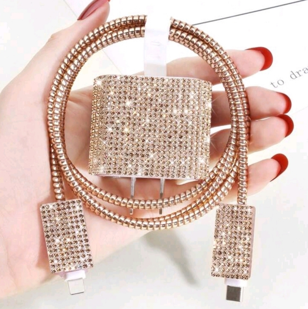 New rhinestone iPhone Cable‎ and Charger Head Protector